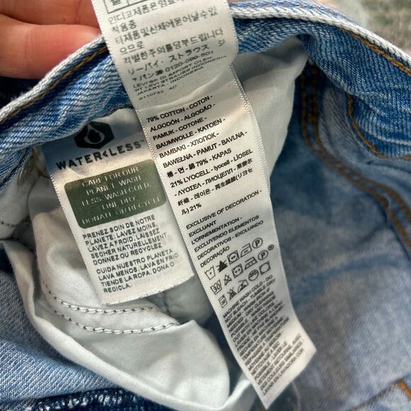 Levi’s Baggy Dad Jeans Womens Distressed light Blue 29 Ripped Wide Leg vintage - Picture 14 of 16